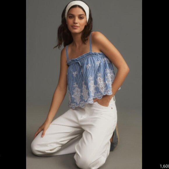 Brand New Maeve Eyelet Babydoll Tank Top - Picture 3 of 11